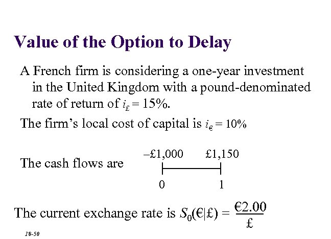 Value of the Option to Delay A French firm is considering a one-year investment