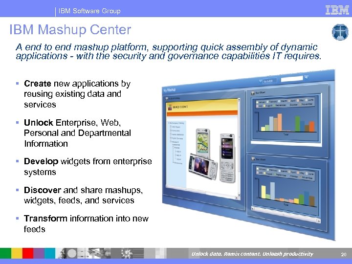 IBM Software Group IBM Mashup Center A end to end mashup platform, supporting quick