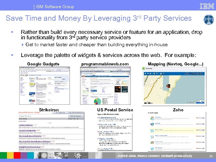 IBM Software Group Save Time and Money By Leveraging 3 rd Party Services Rather