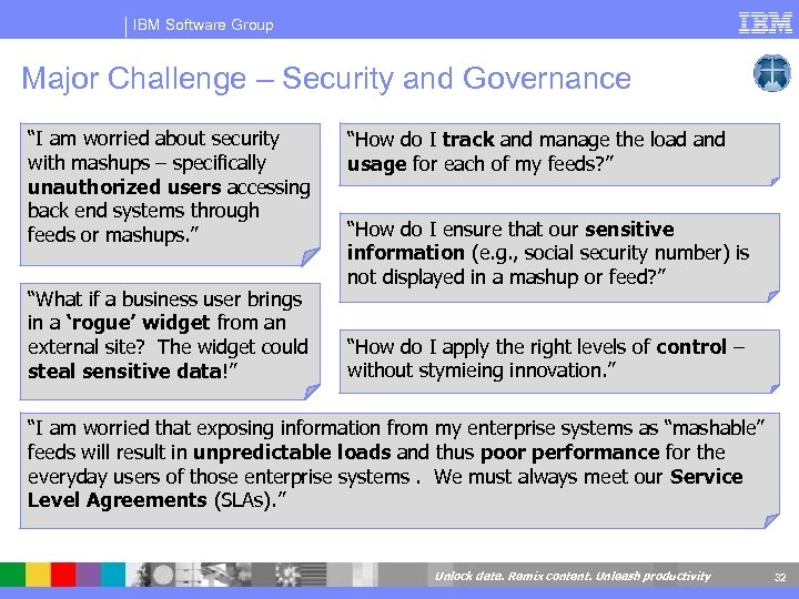 IBM Software Group Major Challenge – Security and Governance “I am worried about security