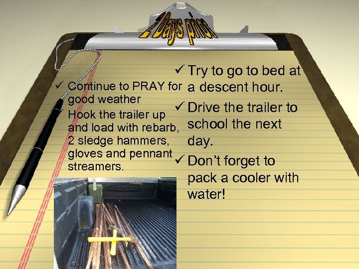 ü Try to go to bed at ü Continue to PRAY for a descent