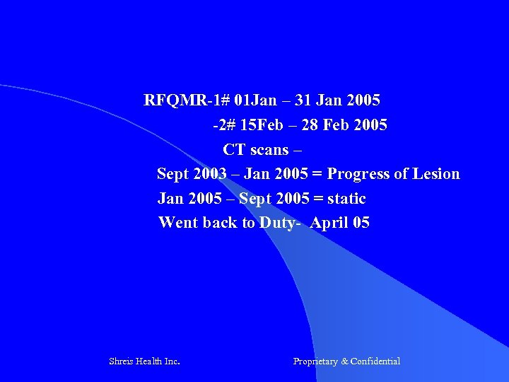 RFQMR-1# 01 Jan – 31 Jan 2005 -2# 15 Feb – 28 Feb 2005
