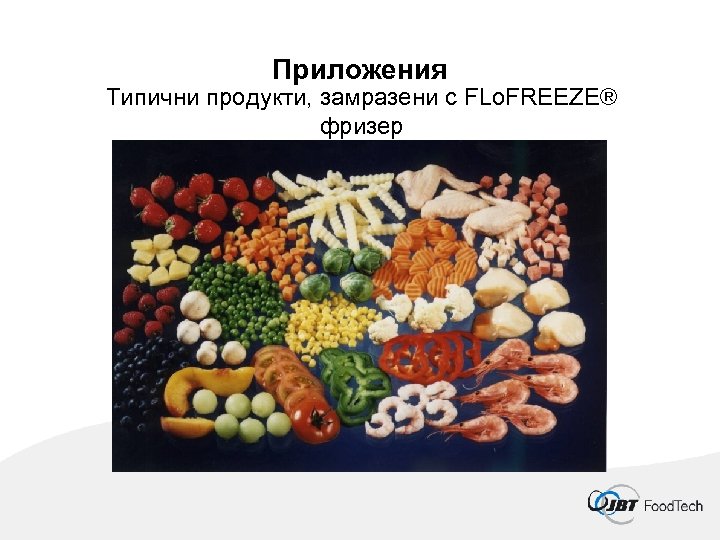 Приложения Типични продукти, замразени с FLo. FREEZE® фризер 