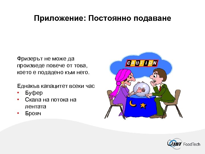 Приложение: Постоянно подаване Фризерът не може да произведе повече от това, което е подадено