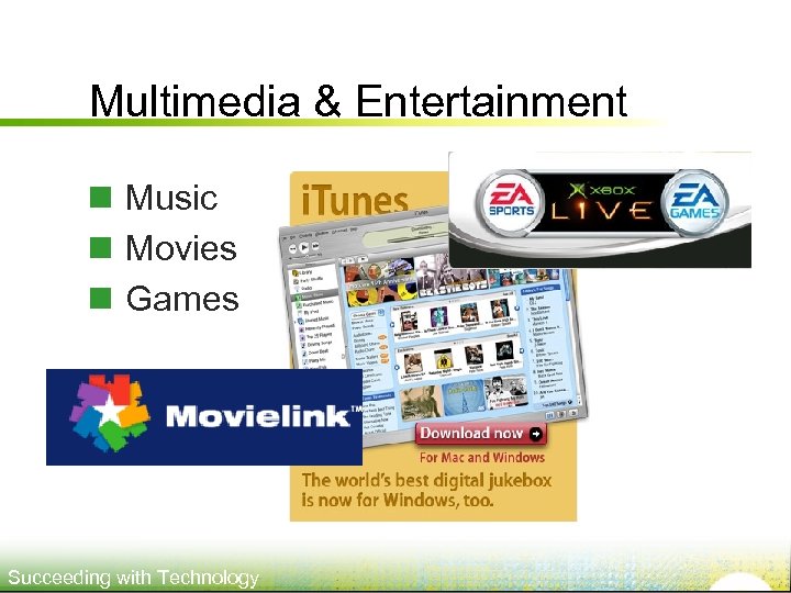 Multimedia & Entertainment n Music n Movies n Games Succeeding with Technology 