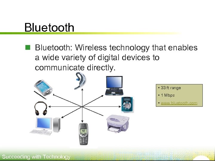 Bluetooth n Bluetooth: Wireless technology that enables a wide variety of digital devices to