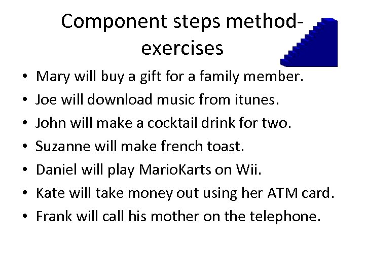 Component steps method- exercises • • Mary will buy a gift for a family