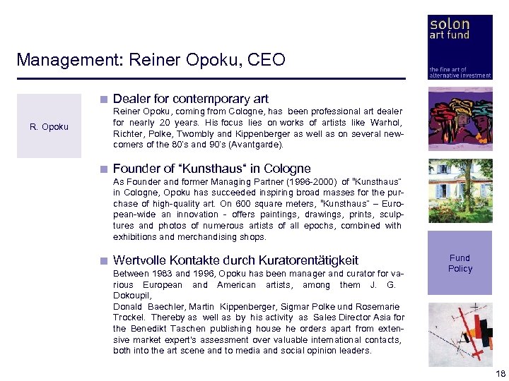 Management: Reiner Opoku, CEO < Dealer for contemporary art R. Opoku < Reiner Opoku,