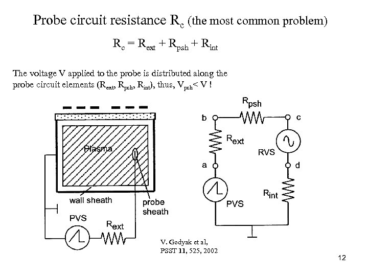 Probe circuit resistance Rc (the most common problem) Rc = Rext + Rpsh +