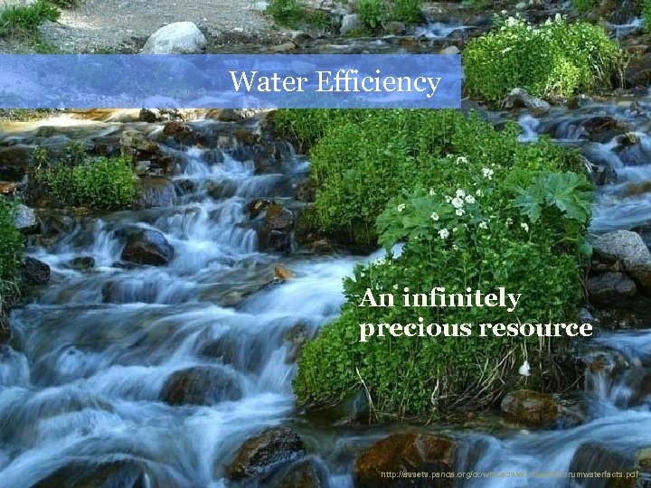Water Efficiency An infinitely precious resource http: //assets. panda. org/downloads/worldwaterforumwaterfacts. pdf 