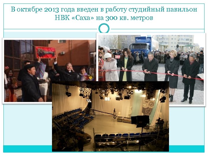 В октябре 2013 года введен в работу студийный павильон НВК «Саха» на 300 кв.