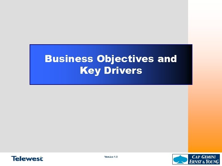 Business Objectives and Key Drivers Version 1. 0 