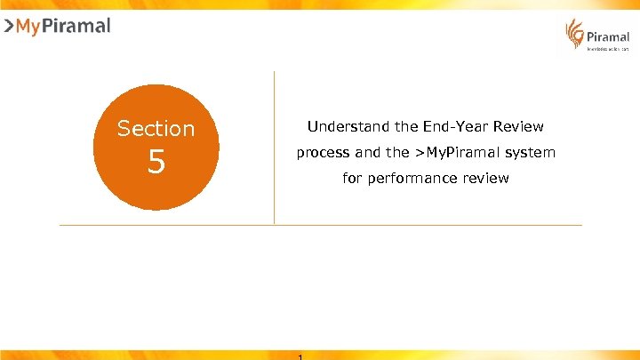 Section 5 Understand the End-Year Review process and the >My. Piramal system for performance