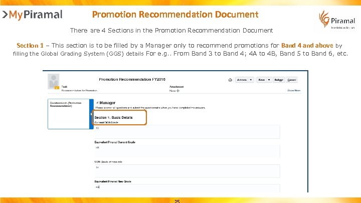 Promotion Recommendation Document There are 4 Sections in the Promotion Recommendation Document Section 1