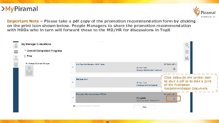 Important Note – Please take a pdf copy of the promotion recommendation form by