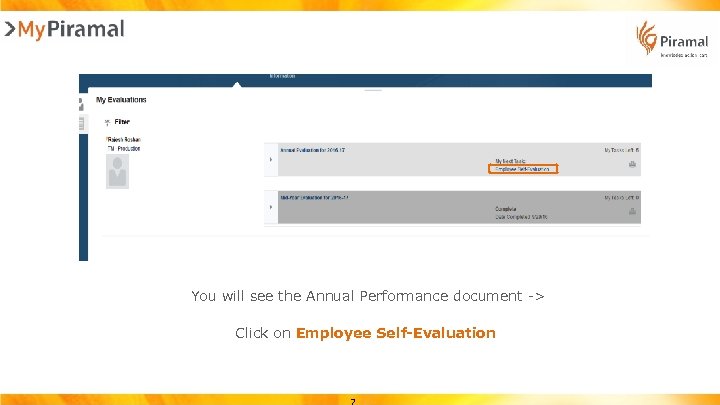 You will see the Annual Performance document -> Click on Employee Self-Evaluation 