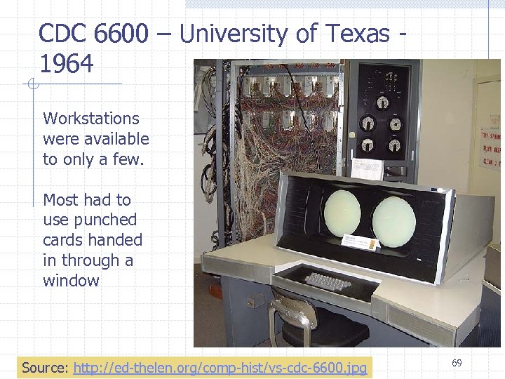 CDC 6600 – University of Texas 1964 Workstations were available to only a few.
