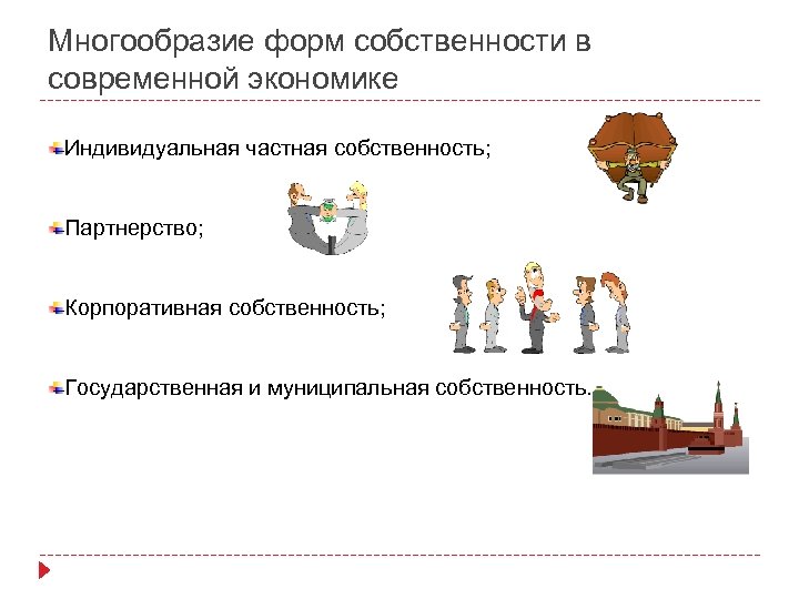 Многообразие отношений собственности