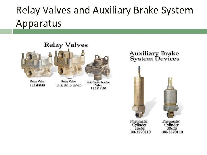 Relay Valves and Auxiliary Brake System Apparatus 