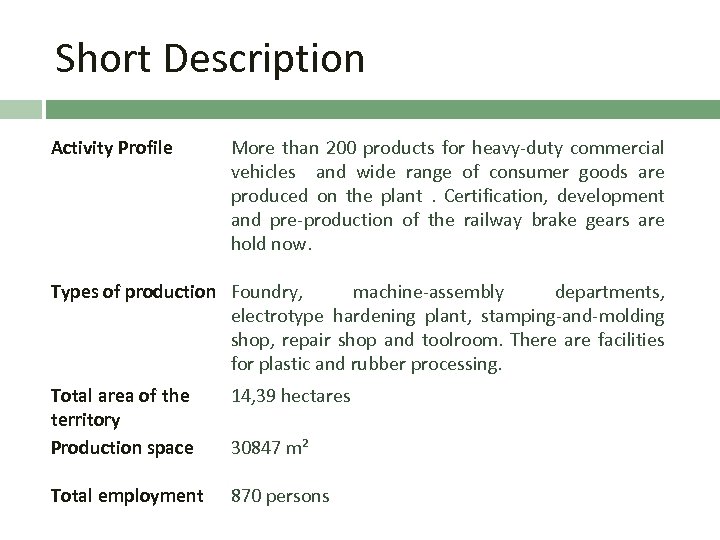 Short Description Activity Profile More than 200 products for heavy-duty commercial vehicles and wide