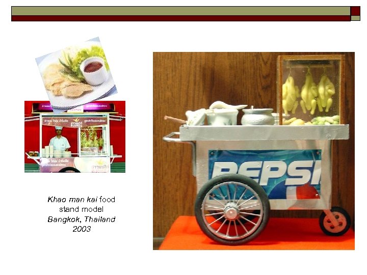 Khao man kai food stand model Bangkok, Thailand 2003 