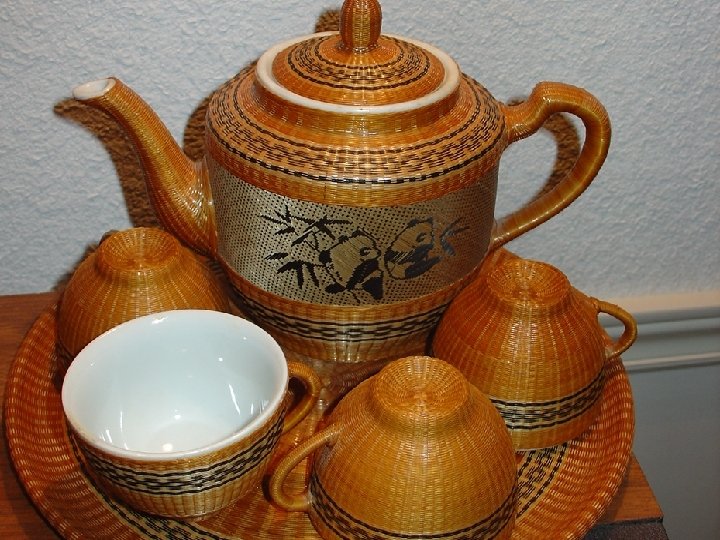 Wicker-covered porcelain tea set Chiang Mai, Thailand 1998 