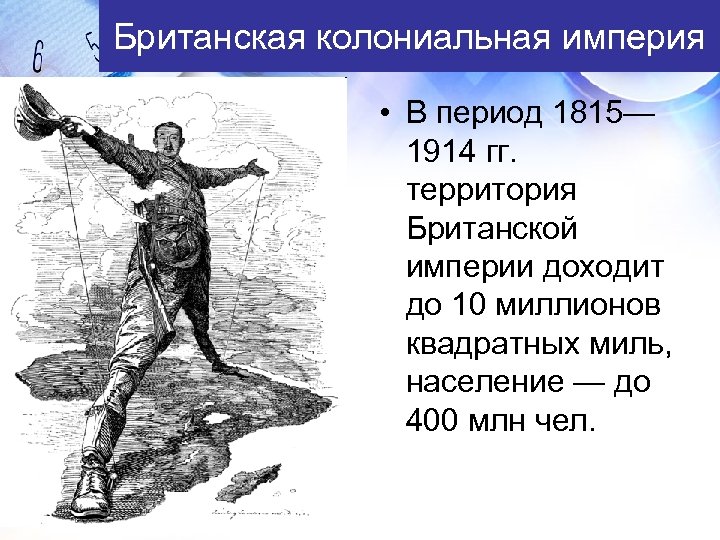 Британская колониальная империя • В период 1815— 1914 гг. территория Британской империи доходит до