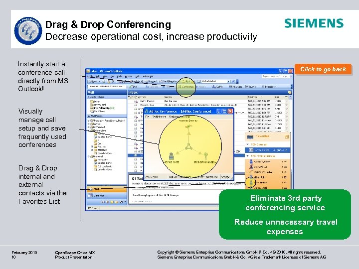 Drag & Drop Conferencing Decrease operational cost, increase productivity Instantly start a conference call