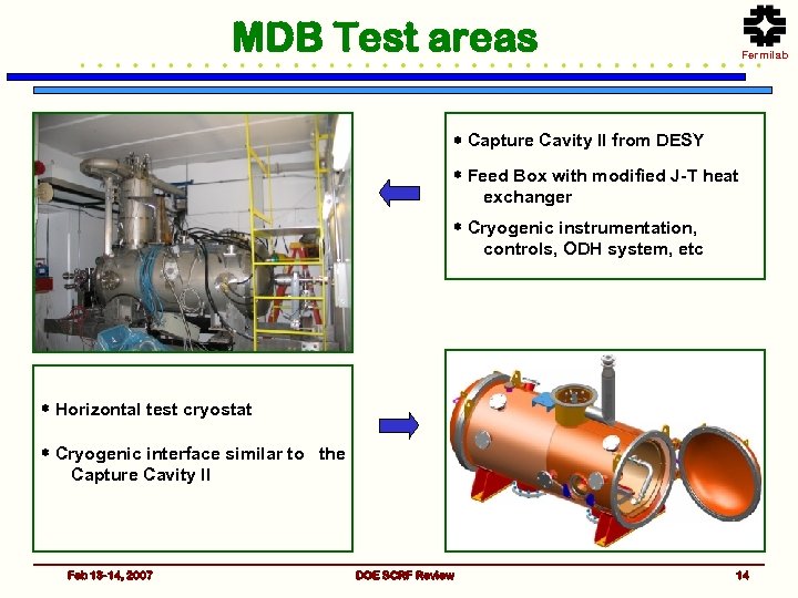 MDB Test areas Fermilab Capture Cavity II from DESY Feed Box with modified J-T