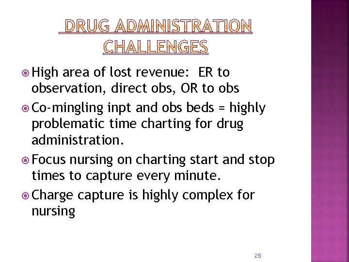  High area of lost revenue: ER to observation, direct obs, OR to obs