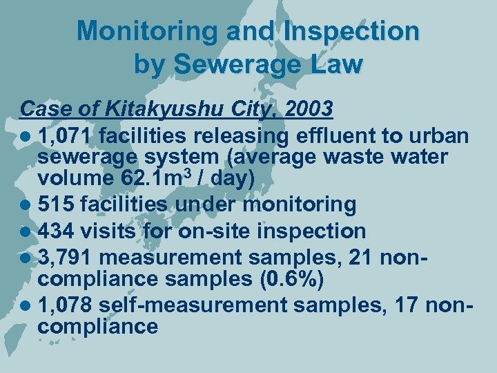 Monitoring and Inspection by Sewerage Law Case of Kitakyushu City, 2003 l 1, 071