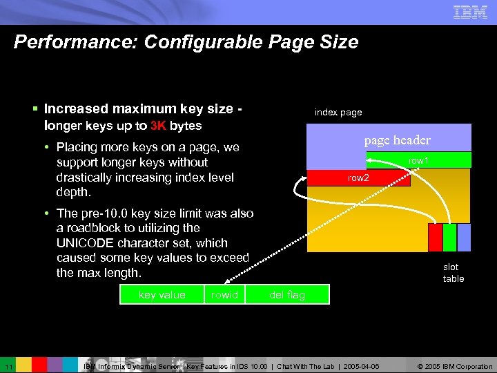 Performance: Configurable Page Size § Increased maximum key size - longer keys up to