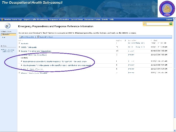 The Occupational Health Sub-council 