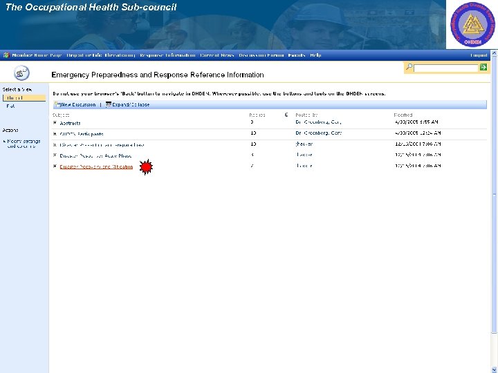 The Occupational Health Sub-council 