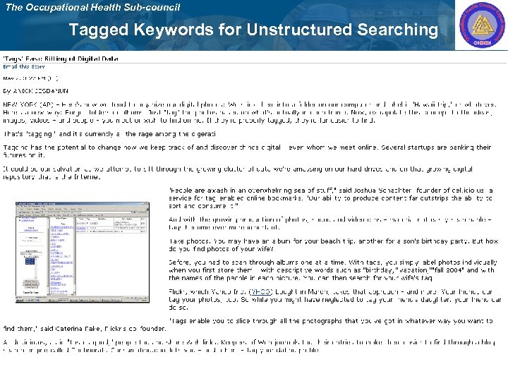 The Occupational Health Sub-council Tagged Keywords for Unstructured Searching 