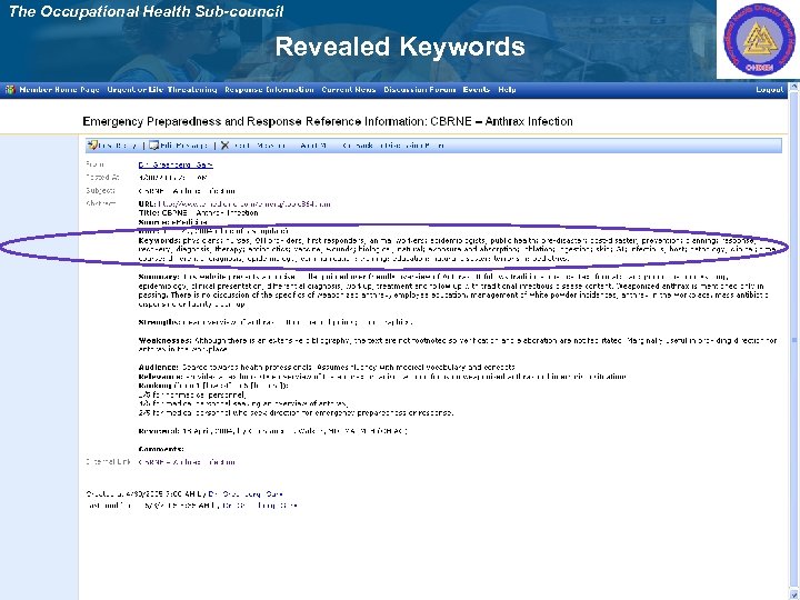 The Occupational Health Sub-council Revealed Keywords 