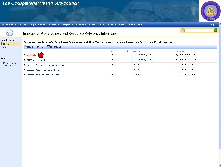 The Occupational Health Sub-council 