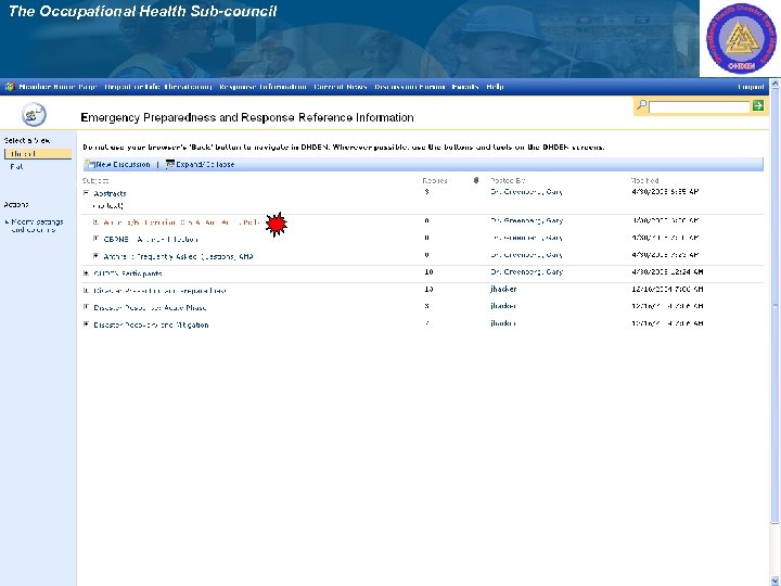 The Occupational Health Sub-council 
