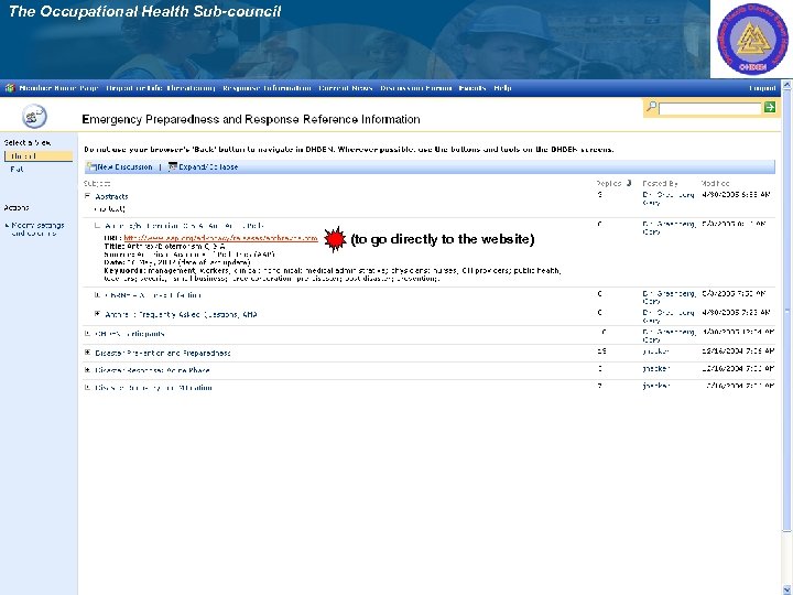 The Occupational Health Sub-council (to go directly to the website) 