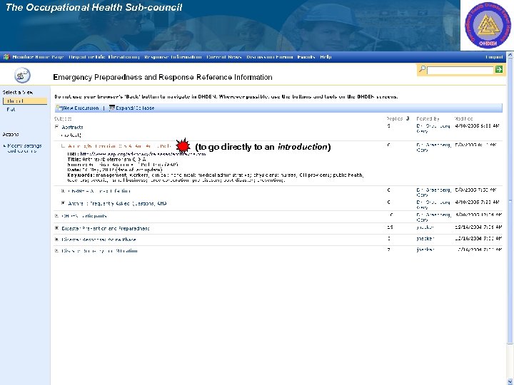 The Occupational Health Sub-council (to go directly to an introduction) 