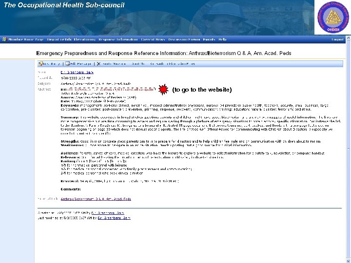 The Occupational Health Sub-council (to go to the website) 