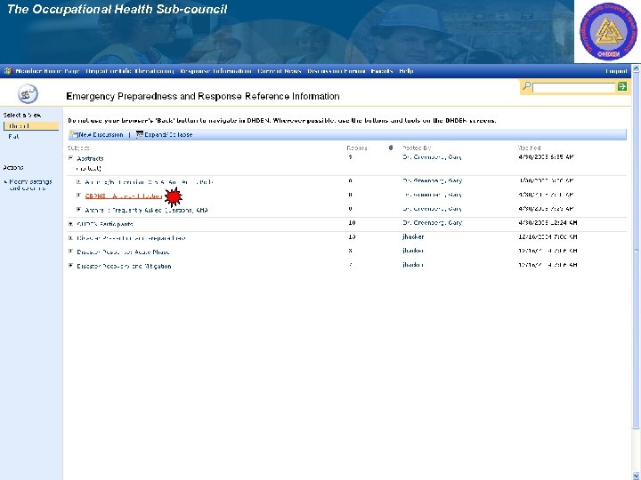 The Occupational Health Sub-council 