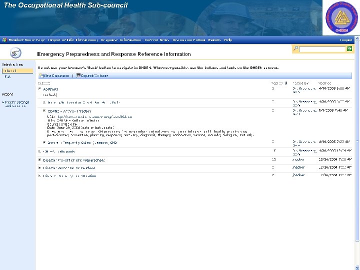 The Occupational Health Sub-council 