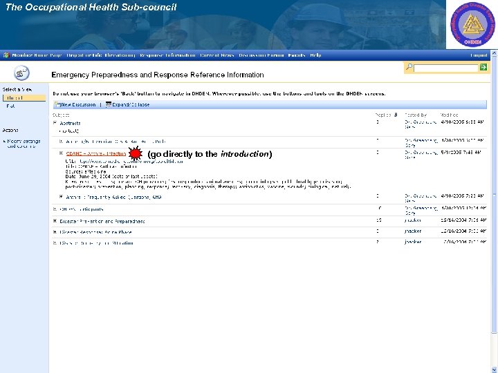 The Occupational Health Sub-council (go directly to the introduction) 