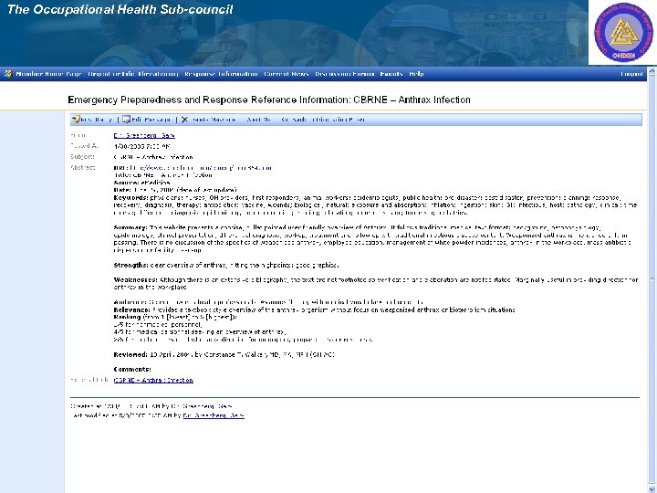 The Occupational Health Sub-council 