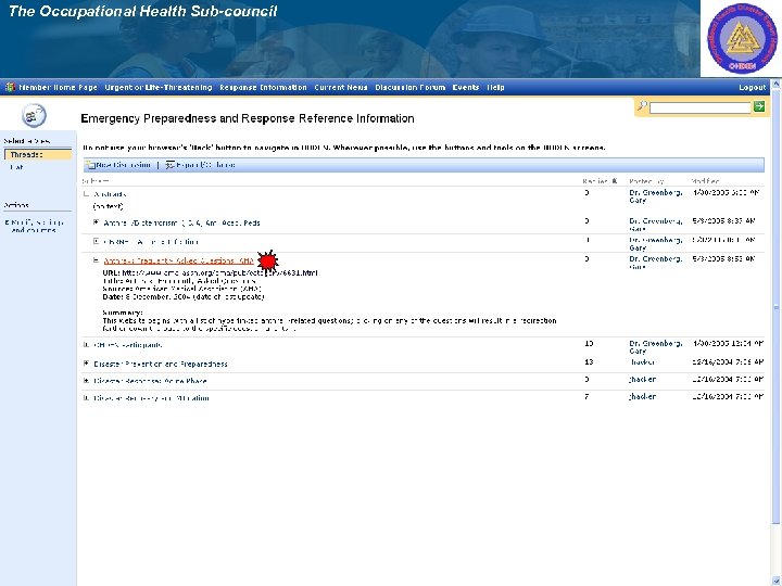 The Occupational Health Sub-council 