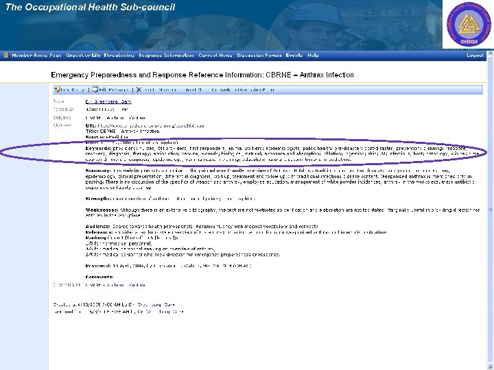 The Occupational Health Sub-council 