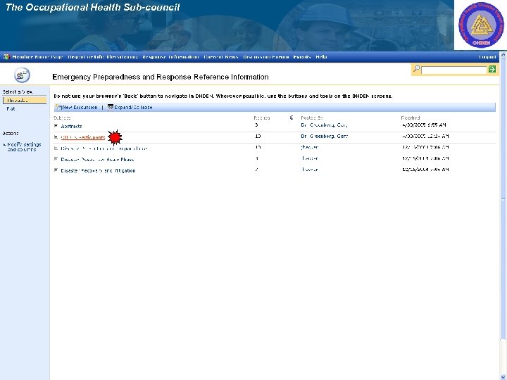 The Occupational Health Sub-council 