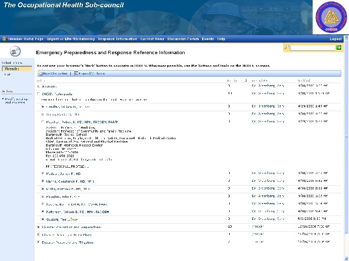 The Occupational Health Sub-council 