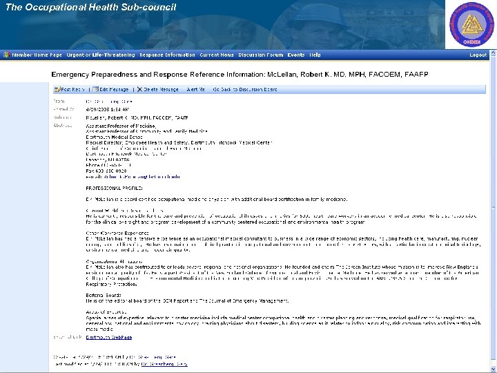 The Occupational Health Sub-council 